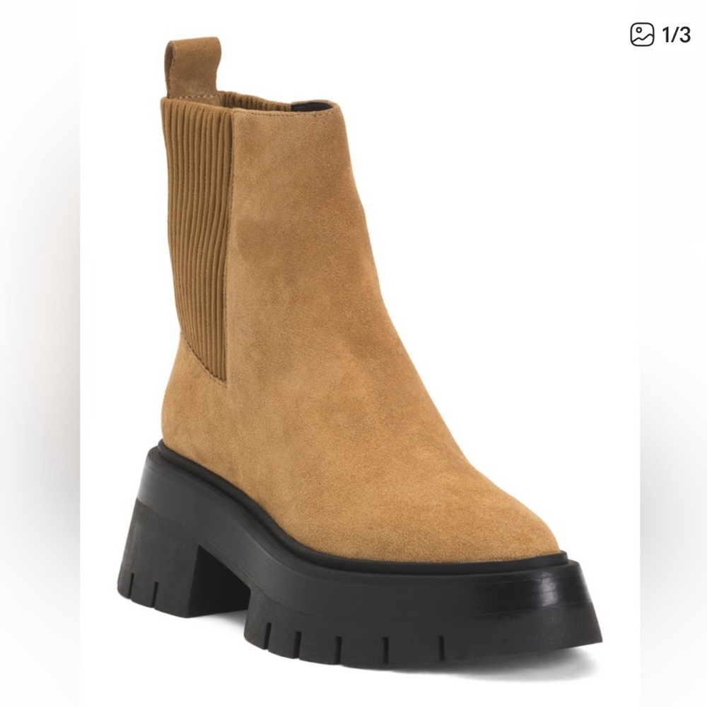 Rebecca Minkoff Camel Suede Platform Boots